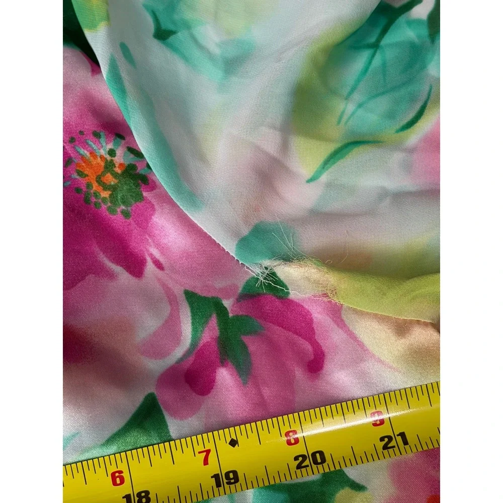 Delicates Vintage Floral Maxi Robe Sheer Chiffon Satin Tie Front Pink XL/XG Soft